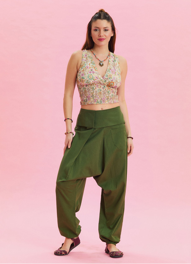 Khaki Bohemian Shalwar with Belt Detail and Pocket 4468